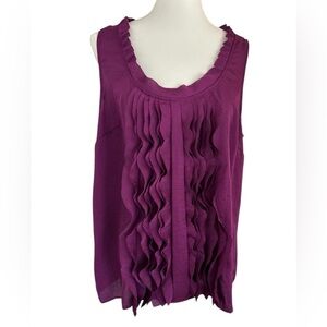 LOFT Purple Ruffled Sleeveless Top